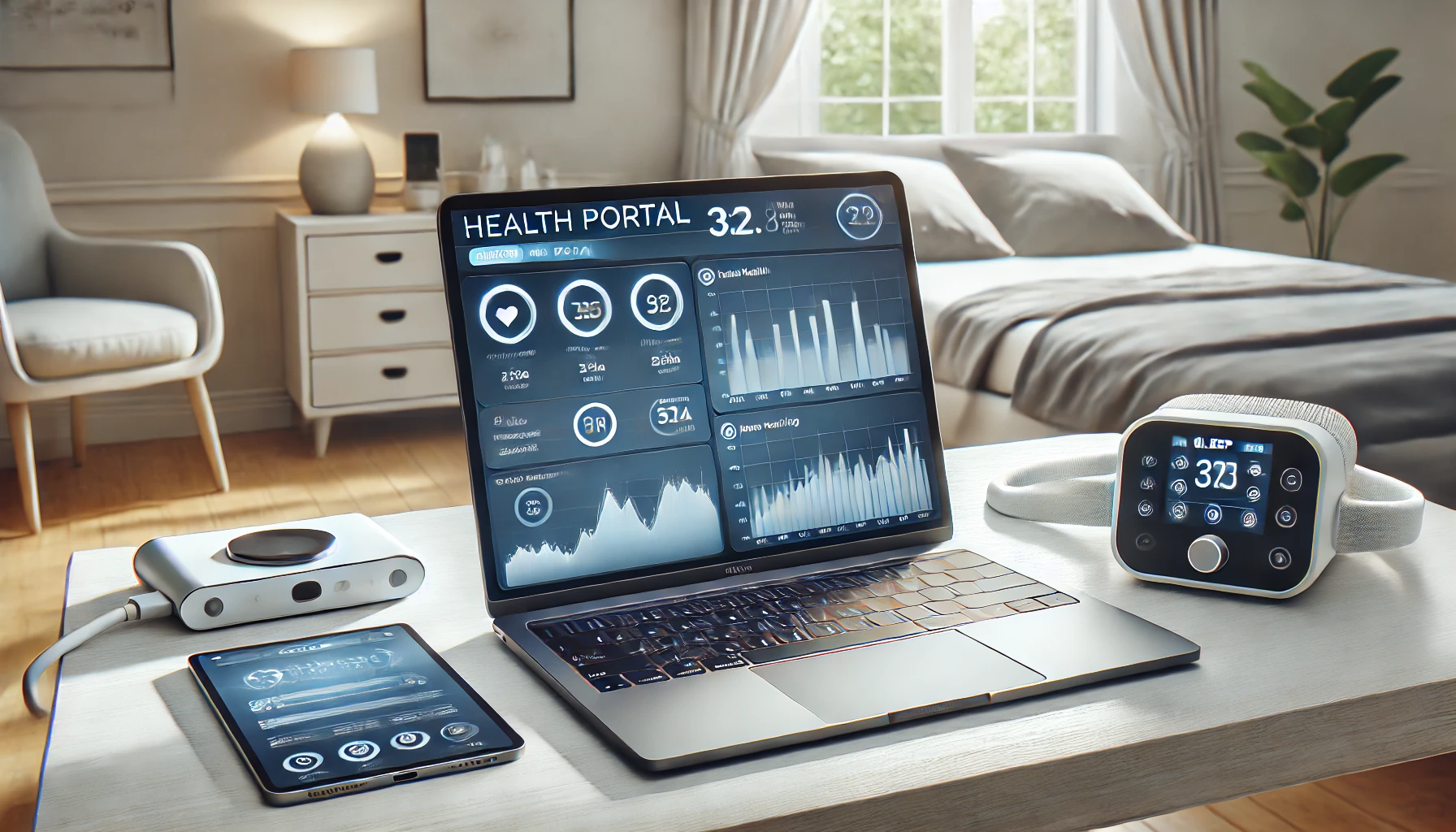 Patient reviewing health data from remote monitoring device