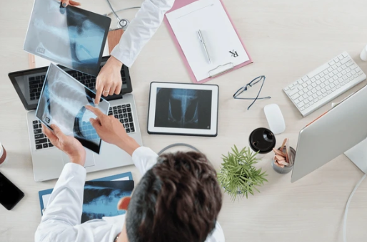 Pulmonologist reviewing results